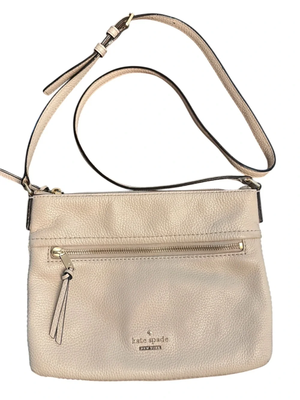 Kate Spade Pebbled Leather Crossbody Bag in Light Beige / Cream with Dusty EUC - Picture 2 of 9